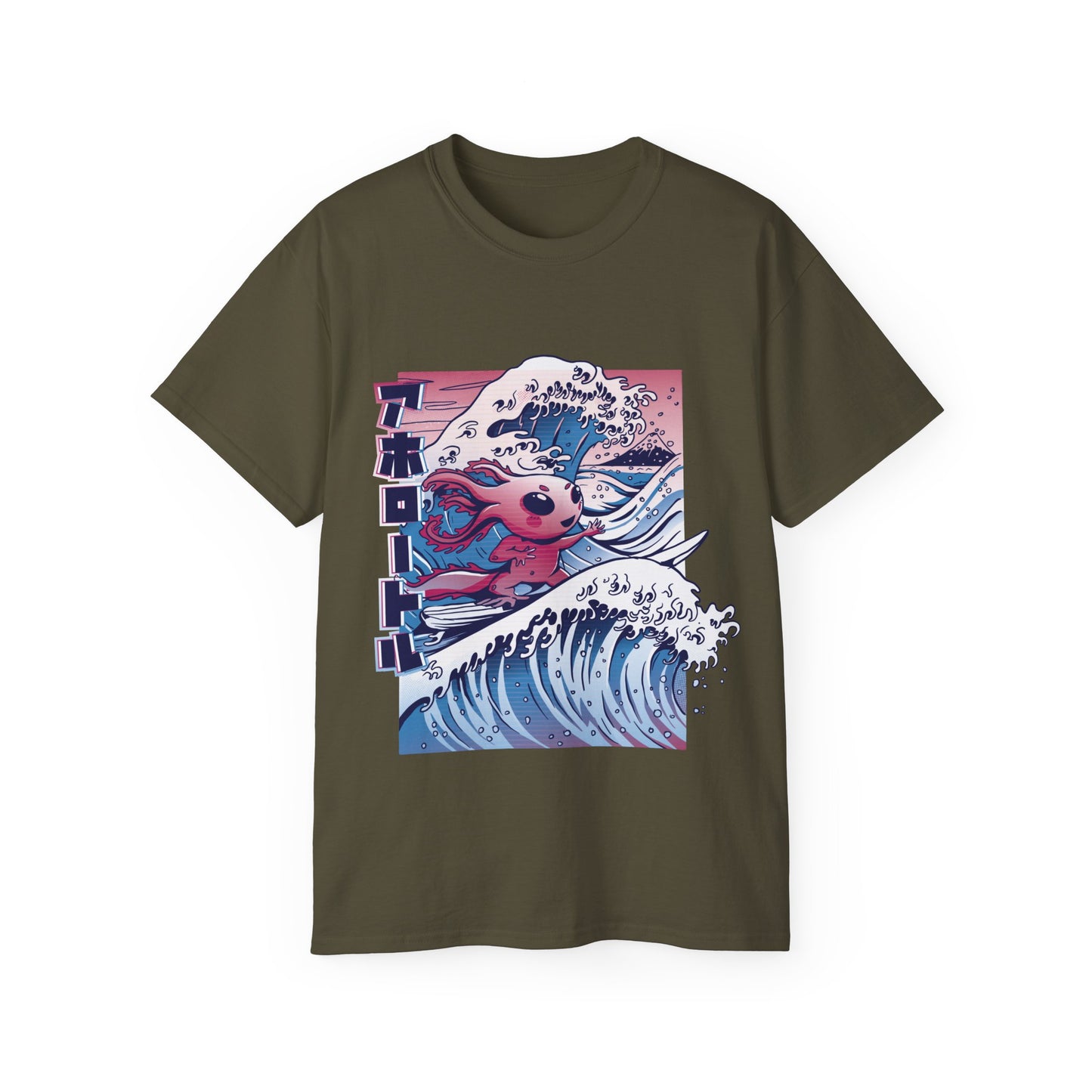 Womens Vaporwave Surfing Axolotl Tee