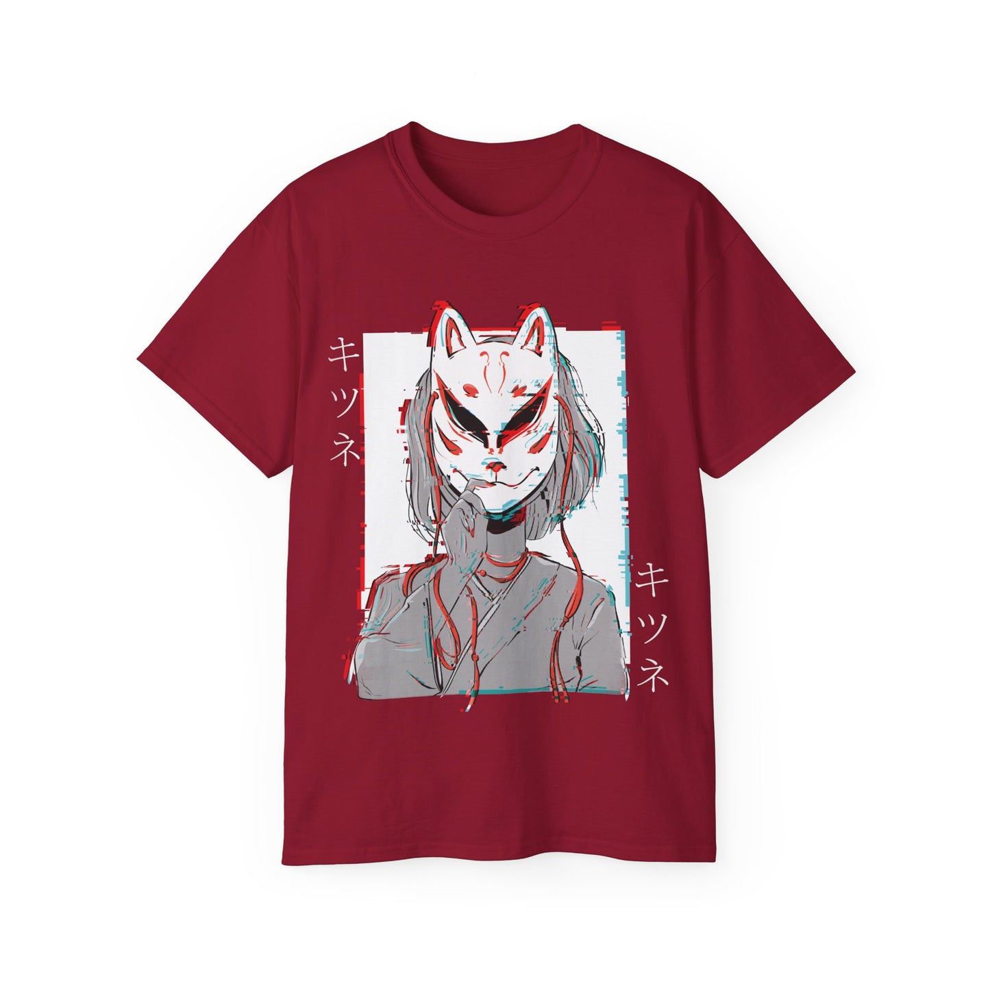 Womens Kitsune Mask Glitch Tee