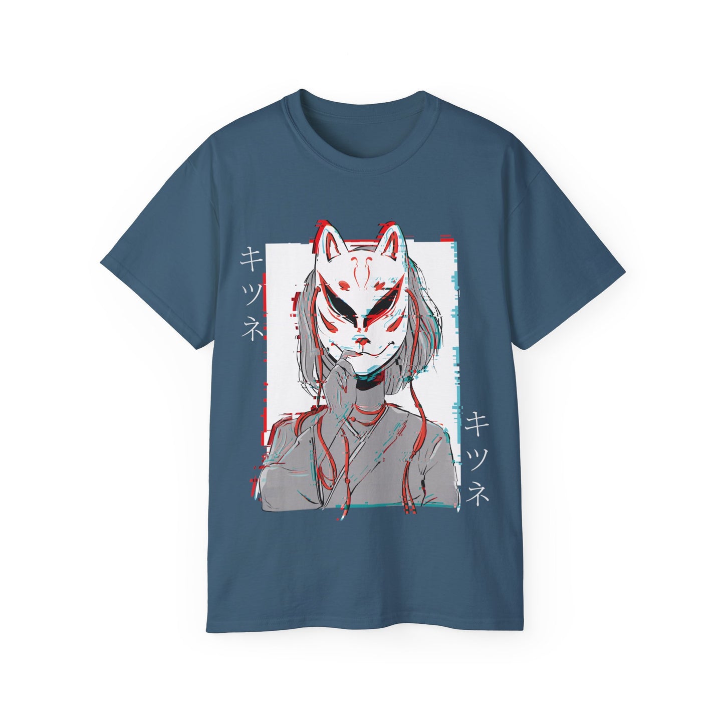 Womens Kitsune Mask Glitch Tee