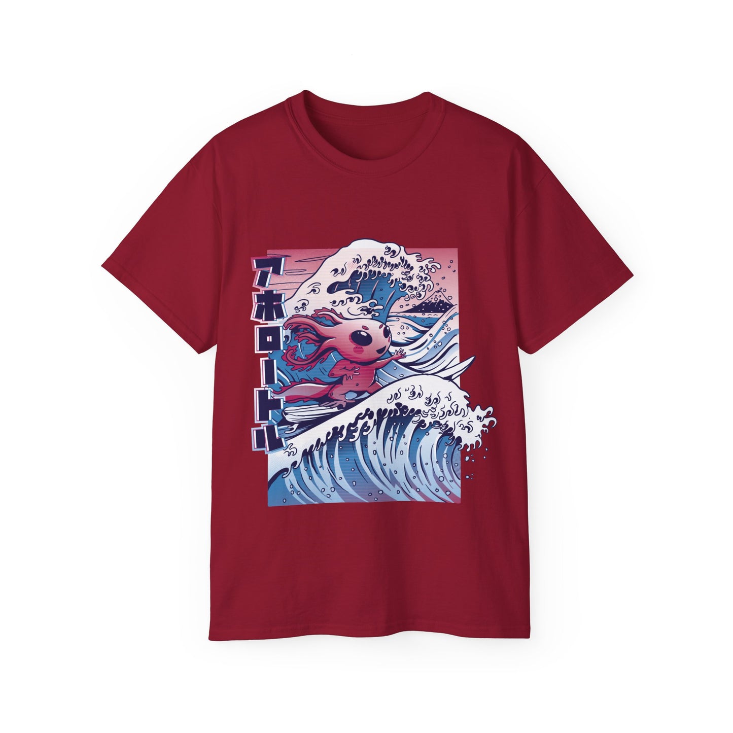 Womens Vaporwave Surfing Axolotl Tee