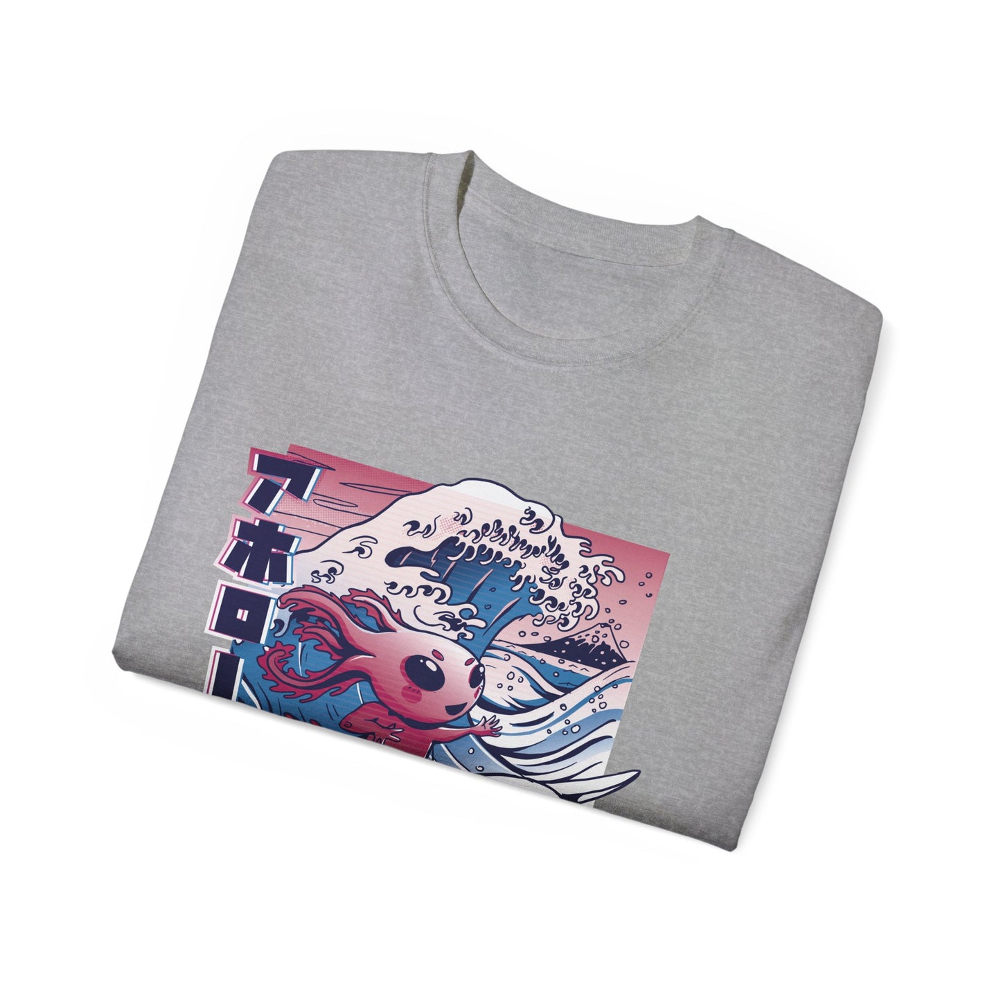 Womens Vaporwave Surfing Axolotl Tee