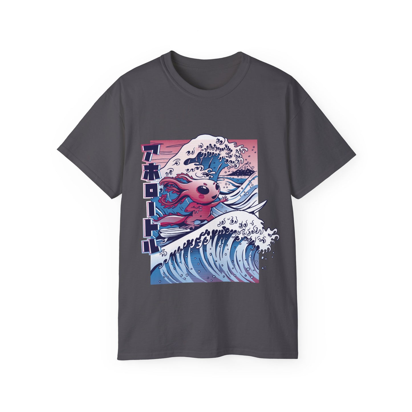 Womens Vaporwave Surfing Axolotl Tee