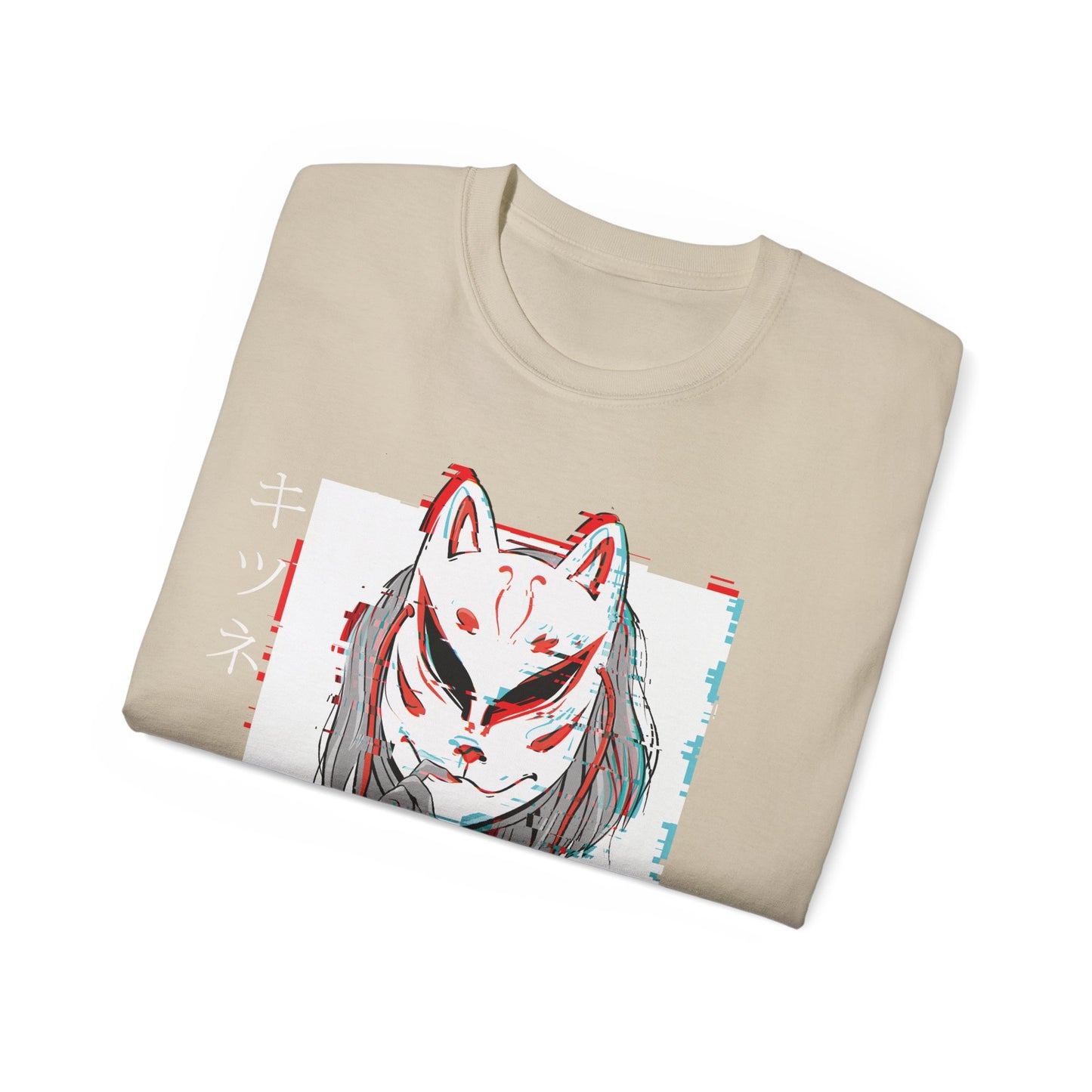 Womens Kitsune Mask Glitch Tee