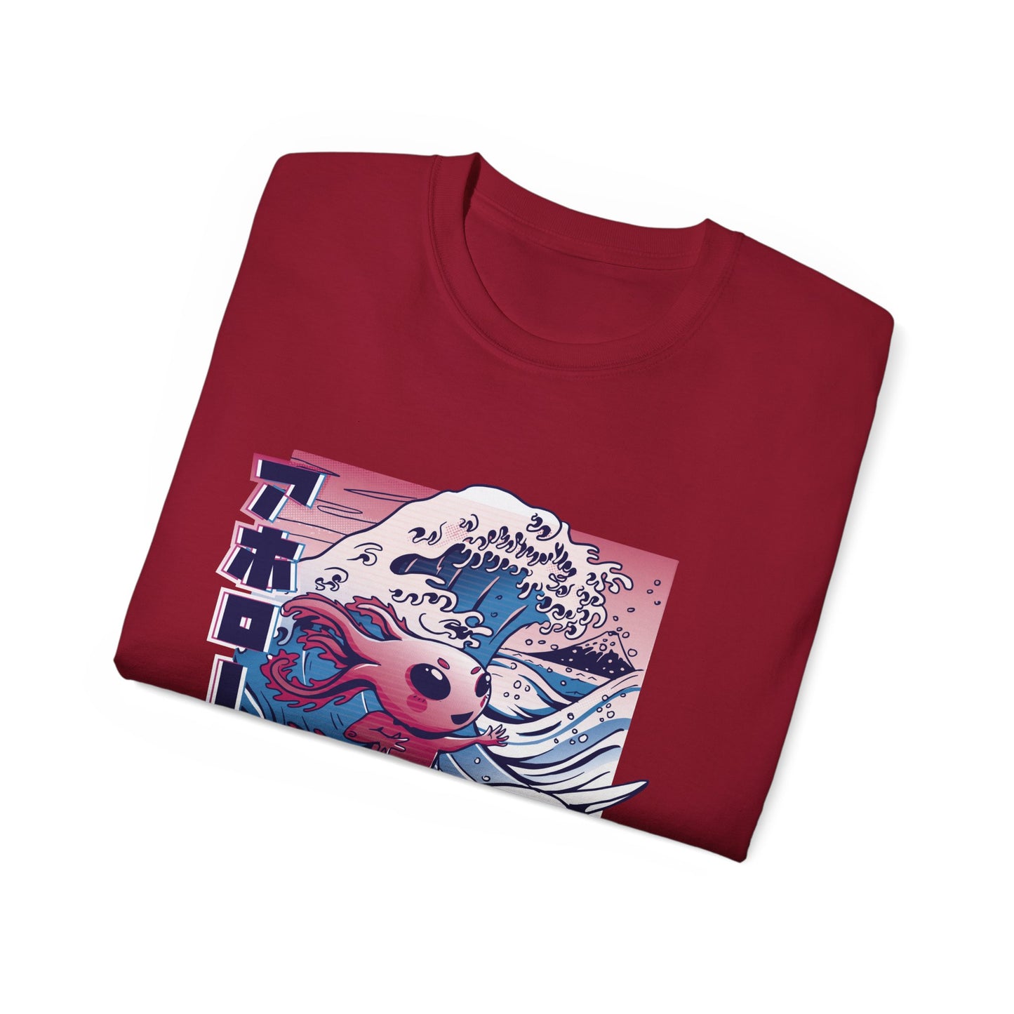 Womens Vaporwave Surfing Axolotl Tee