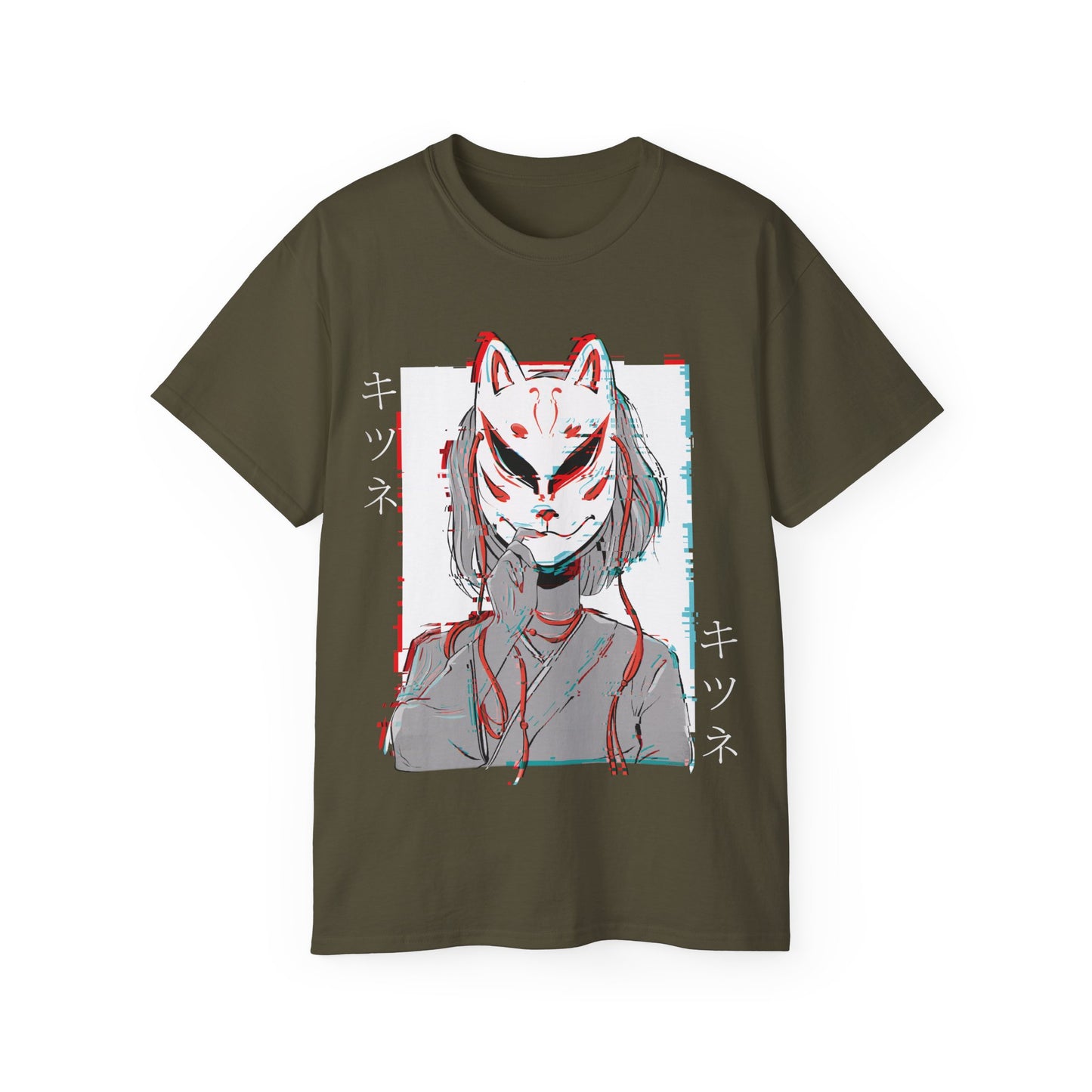 Womens Kitsune Mask Glitch Tee