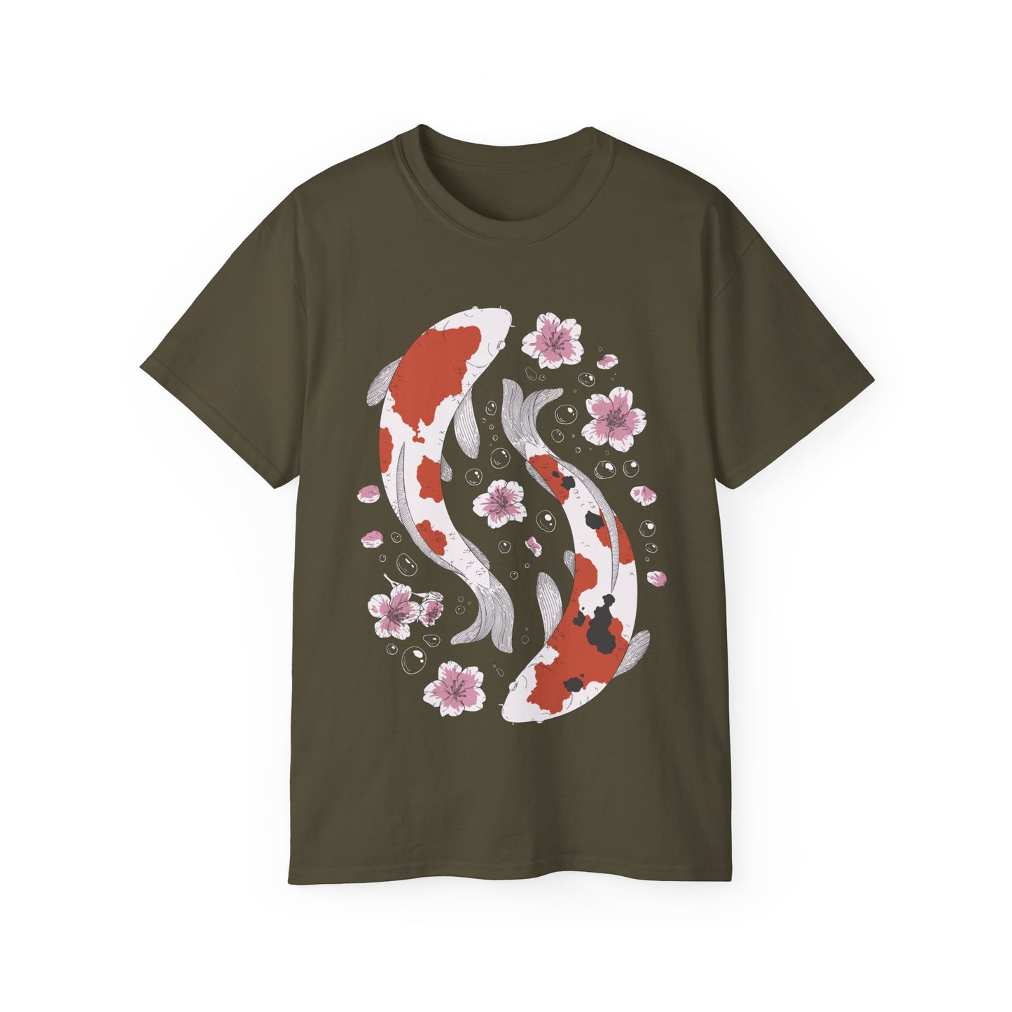 Womens Koi Fish & Flowers Tee