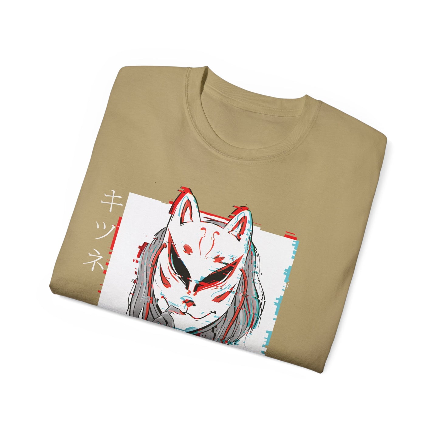 Womens Kitsune Mask Glitch Tee