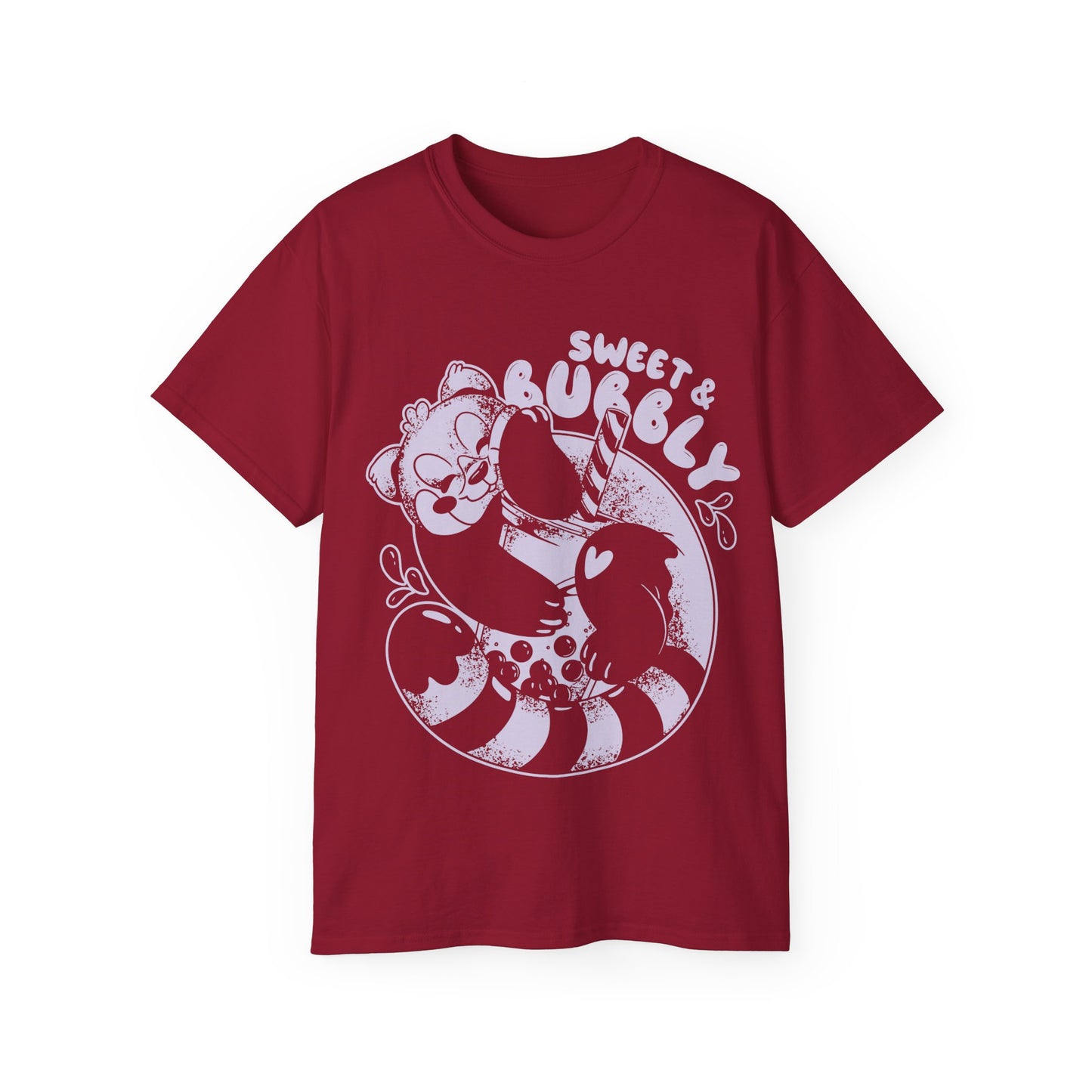 Womens Red Panda Bubble Tea Tee