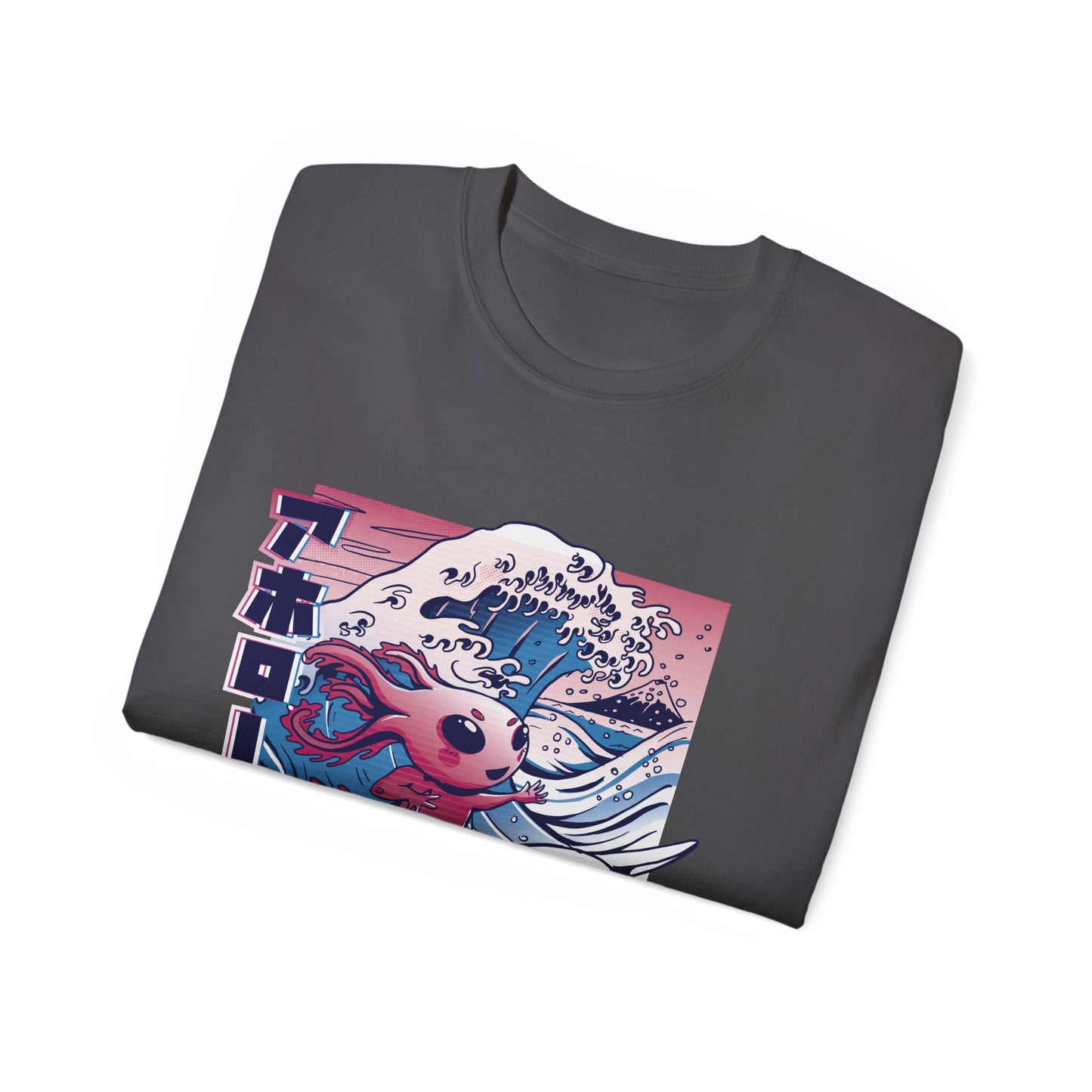 Womens Vaporwave Surfing Axolotl Tee
