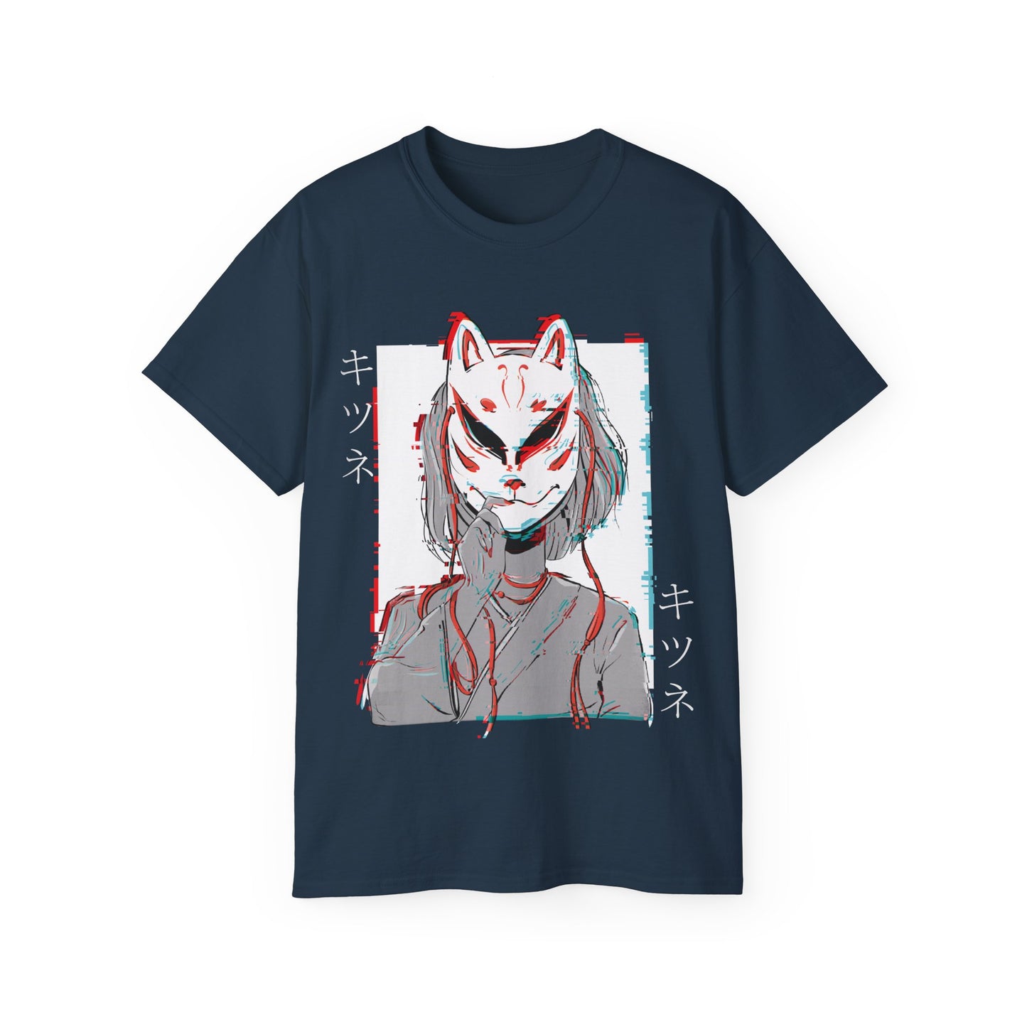 Womens Kitsune Mask Glitch Tee