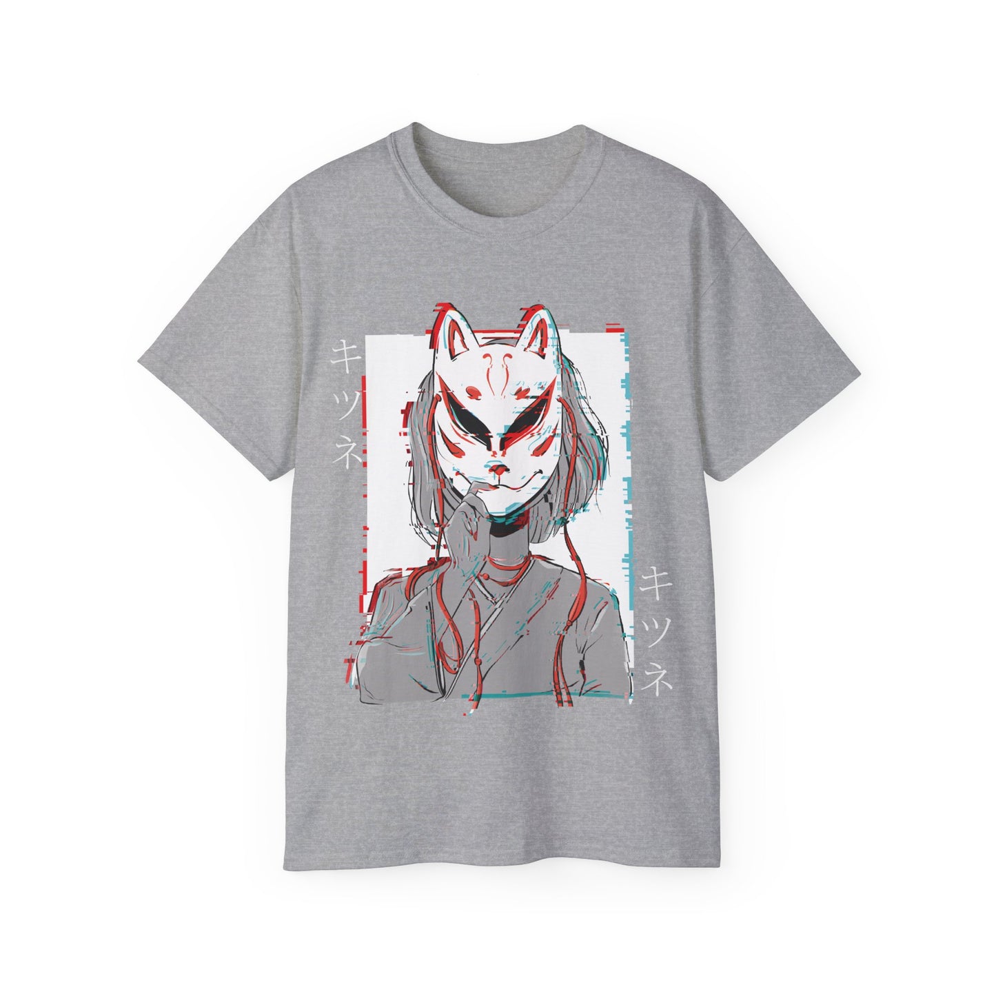 Womens Kitsune Mask Glitch Tee