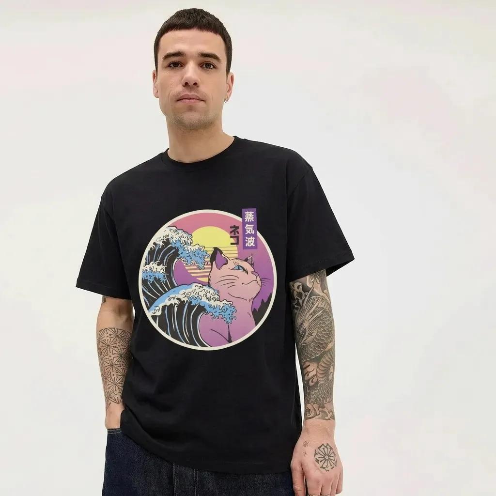 Mens Vaporwave Cat Tee