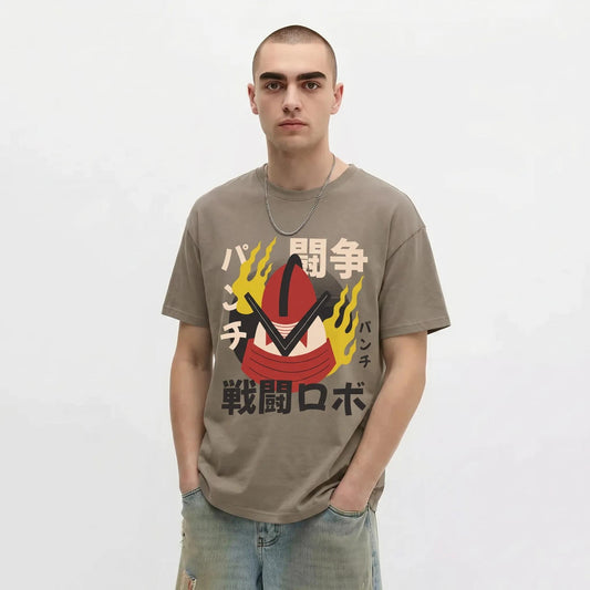 Mens Robot With Fire Tee