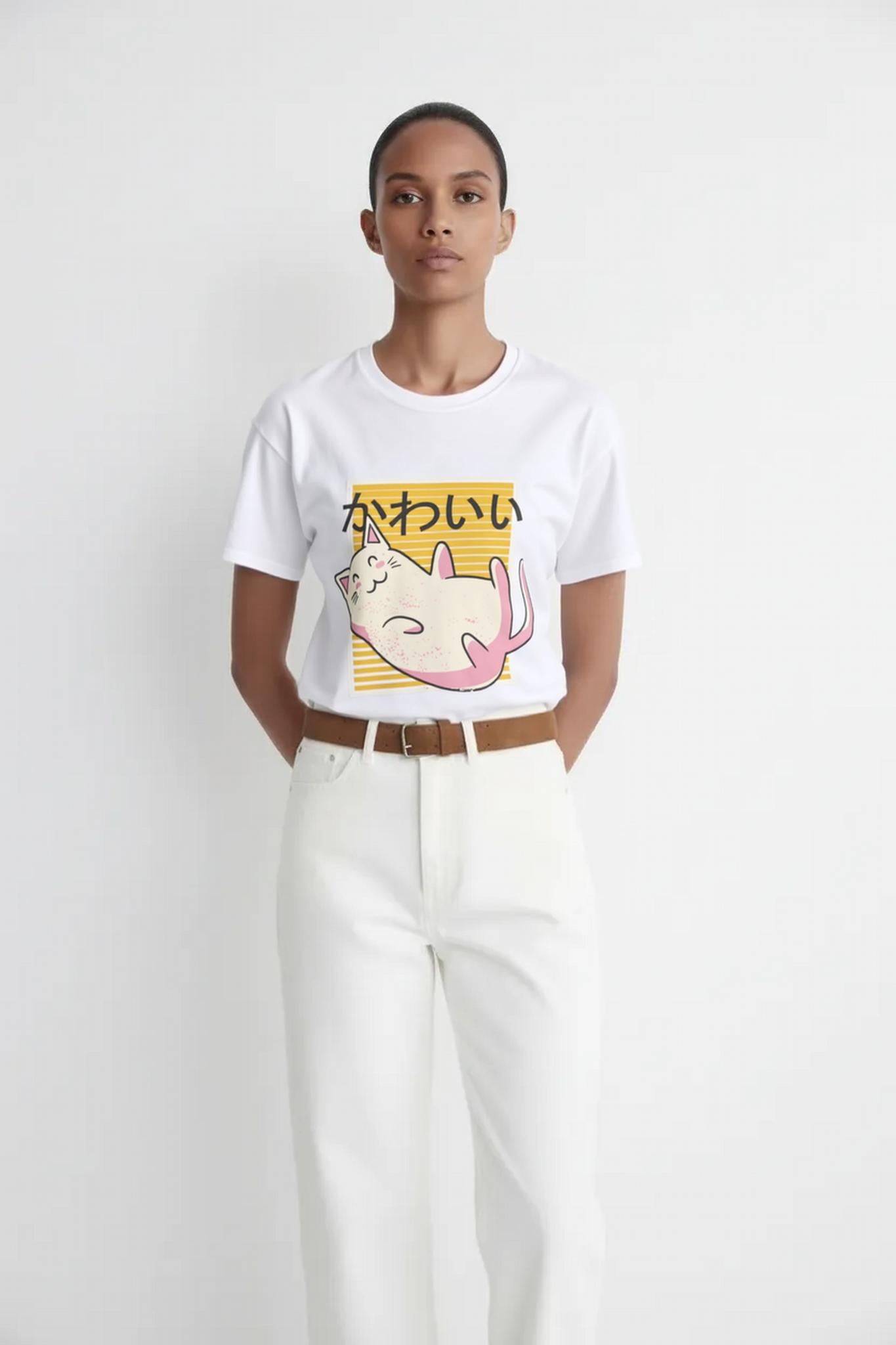 Womens Kawaii Cat Tee