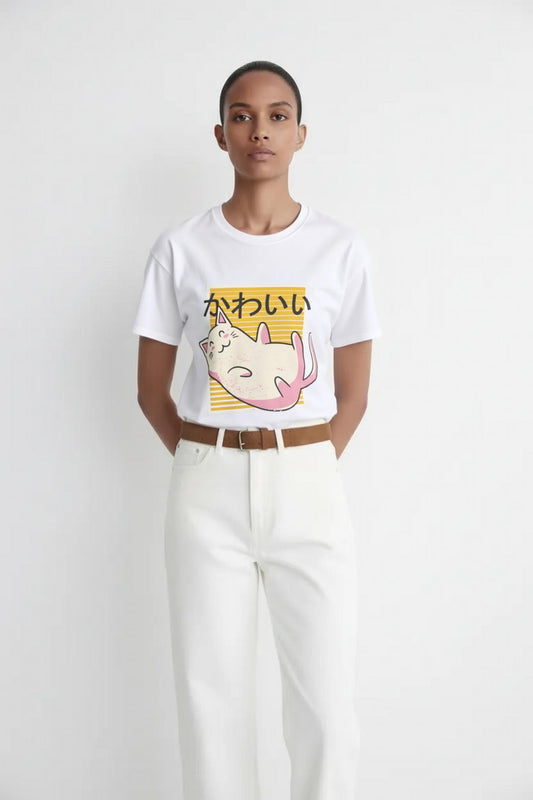 Womens Kawaii Cat Tee