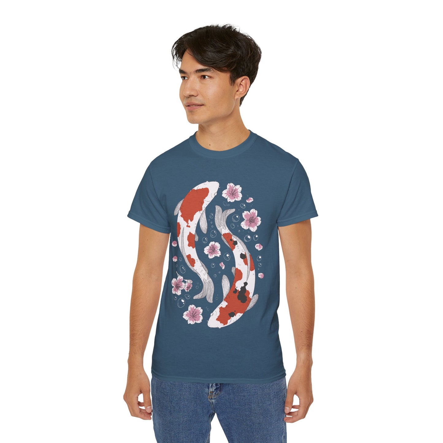 Mens Koi Fish & Flowers Tee