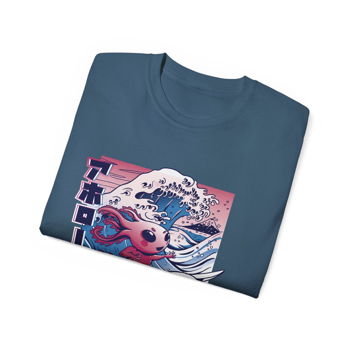 Mens Vaporwave Surfing Axolotl Tee