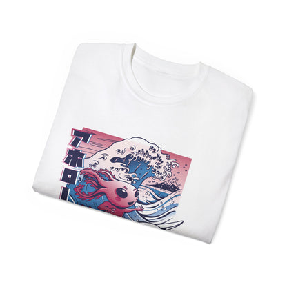 Womens Vaporwave Surfing Axolotl T-Shirt