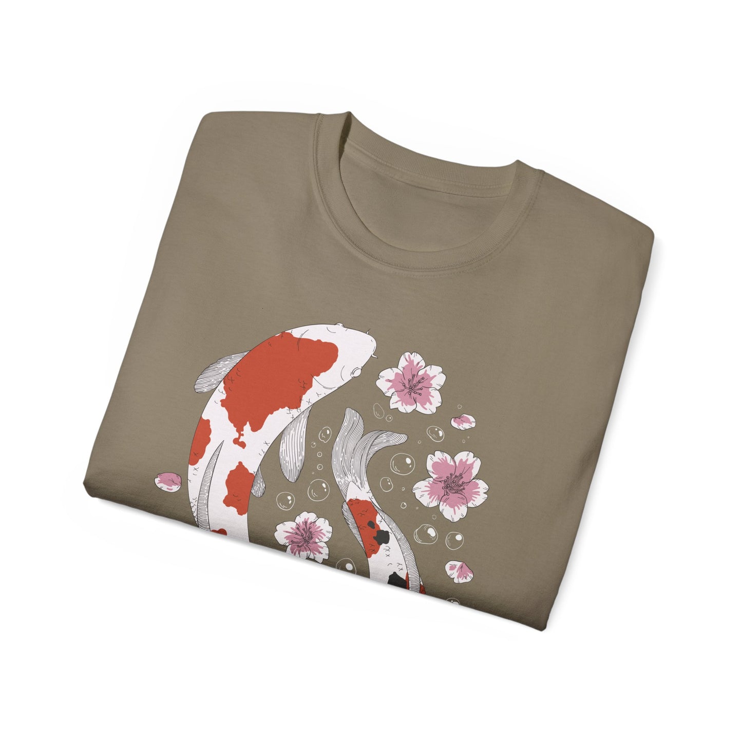 Womens Koi Fish & Flowers Tee
