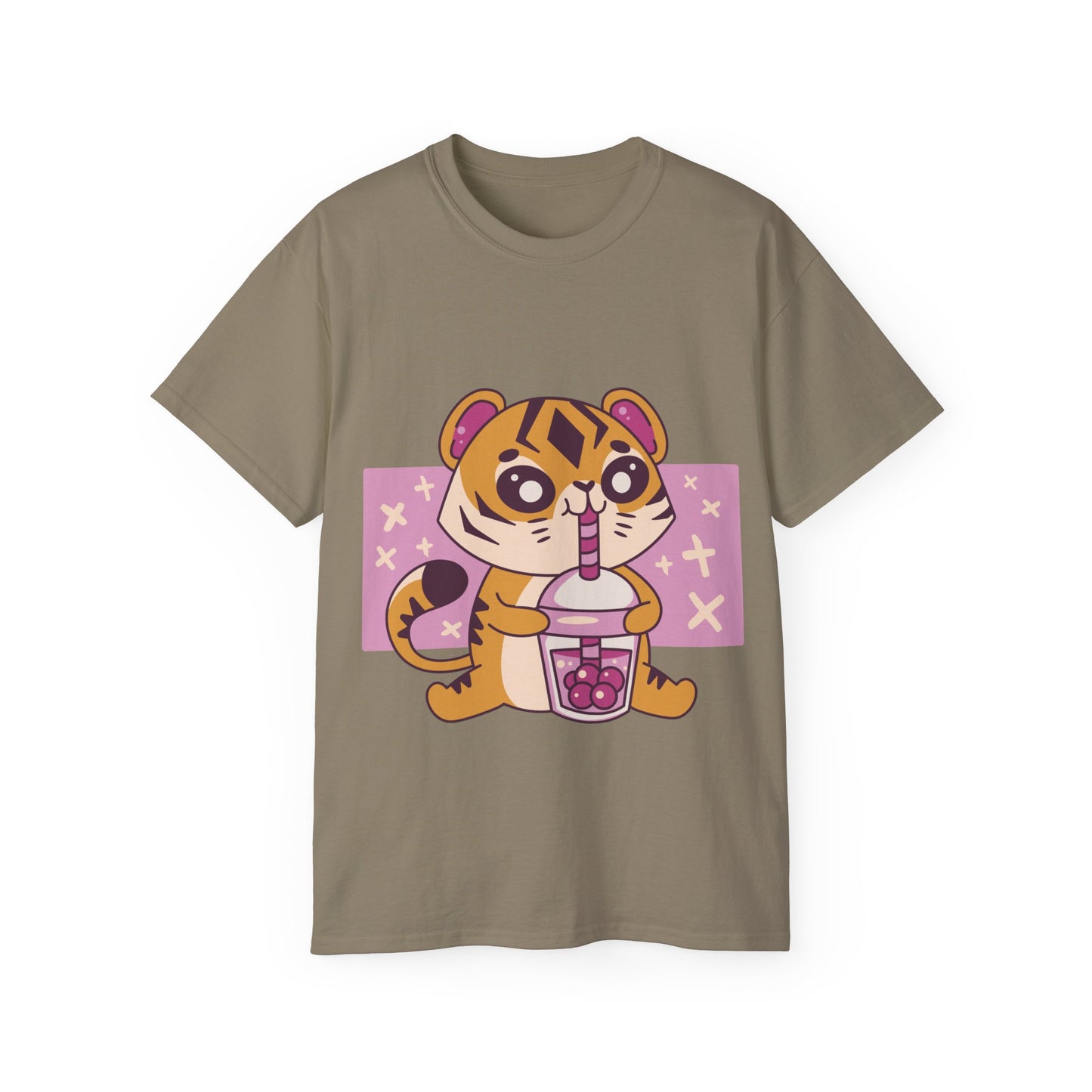 Mens Kawaii Tiger Tea Tee