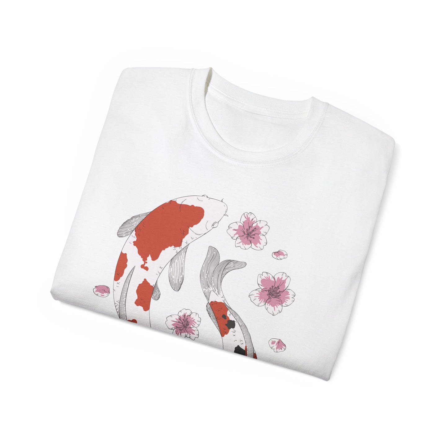 Womens Koi Fish & Flowers Tee