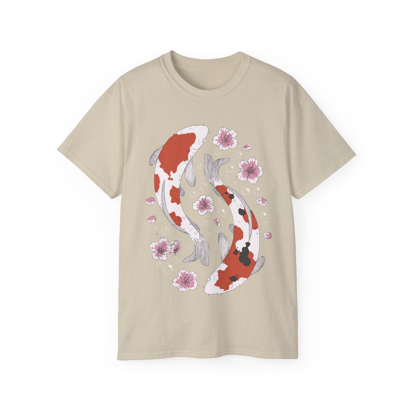 Womens Koi Fish & Flowers Tee