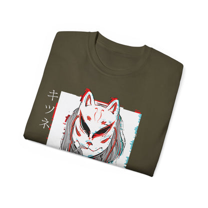 Womens Kitsune Mask Glitch T-Shirt