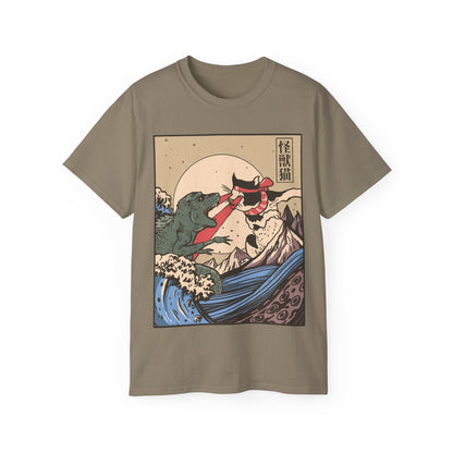 Mens Vintage Cat Vs Godzilla Tee