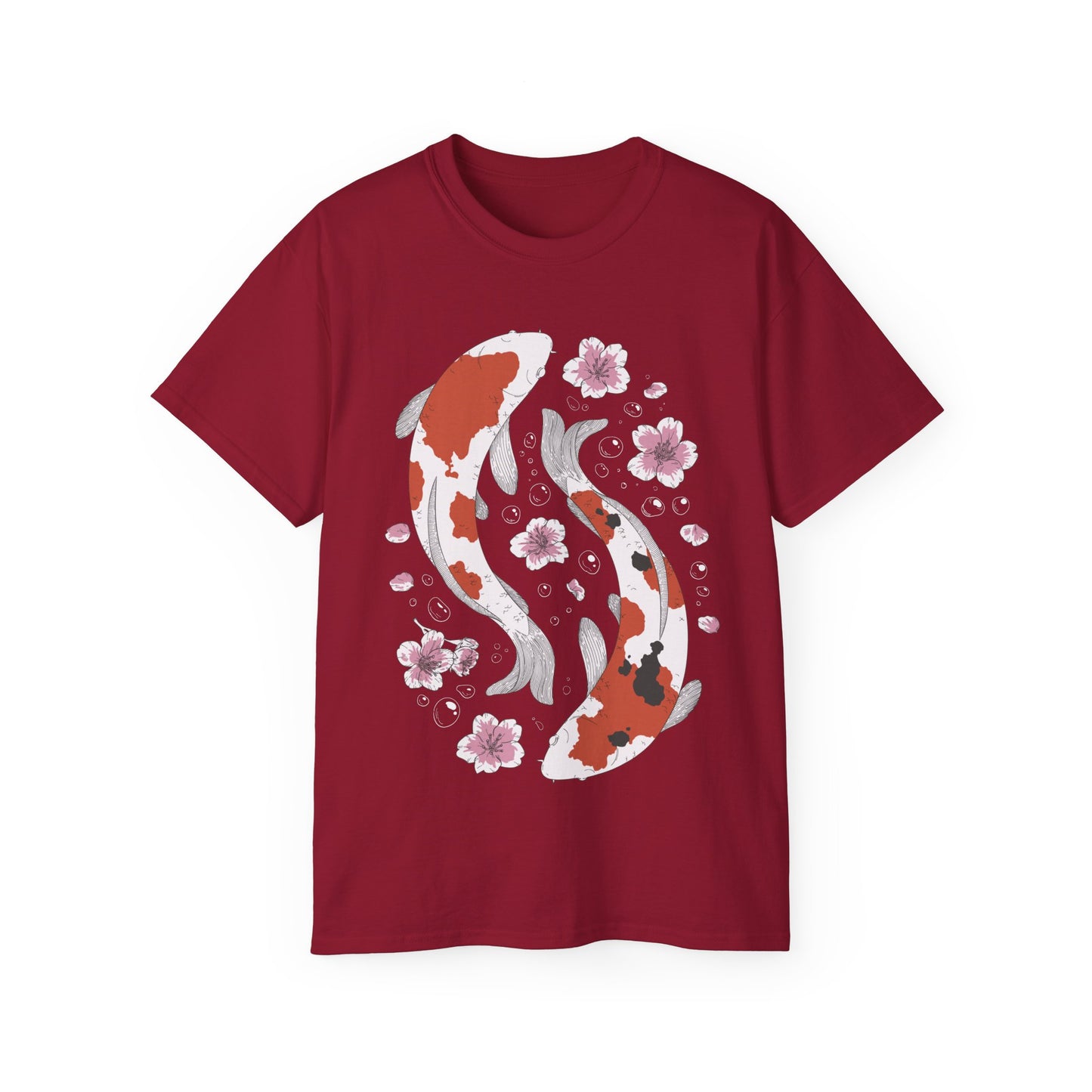 Womens Koi Fish & Flowers Tee