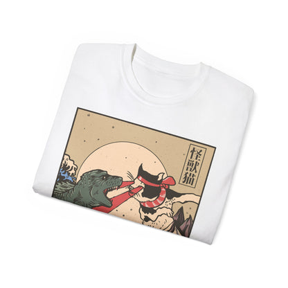 Mens Vintage Cat Vs Godzilla Tee