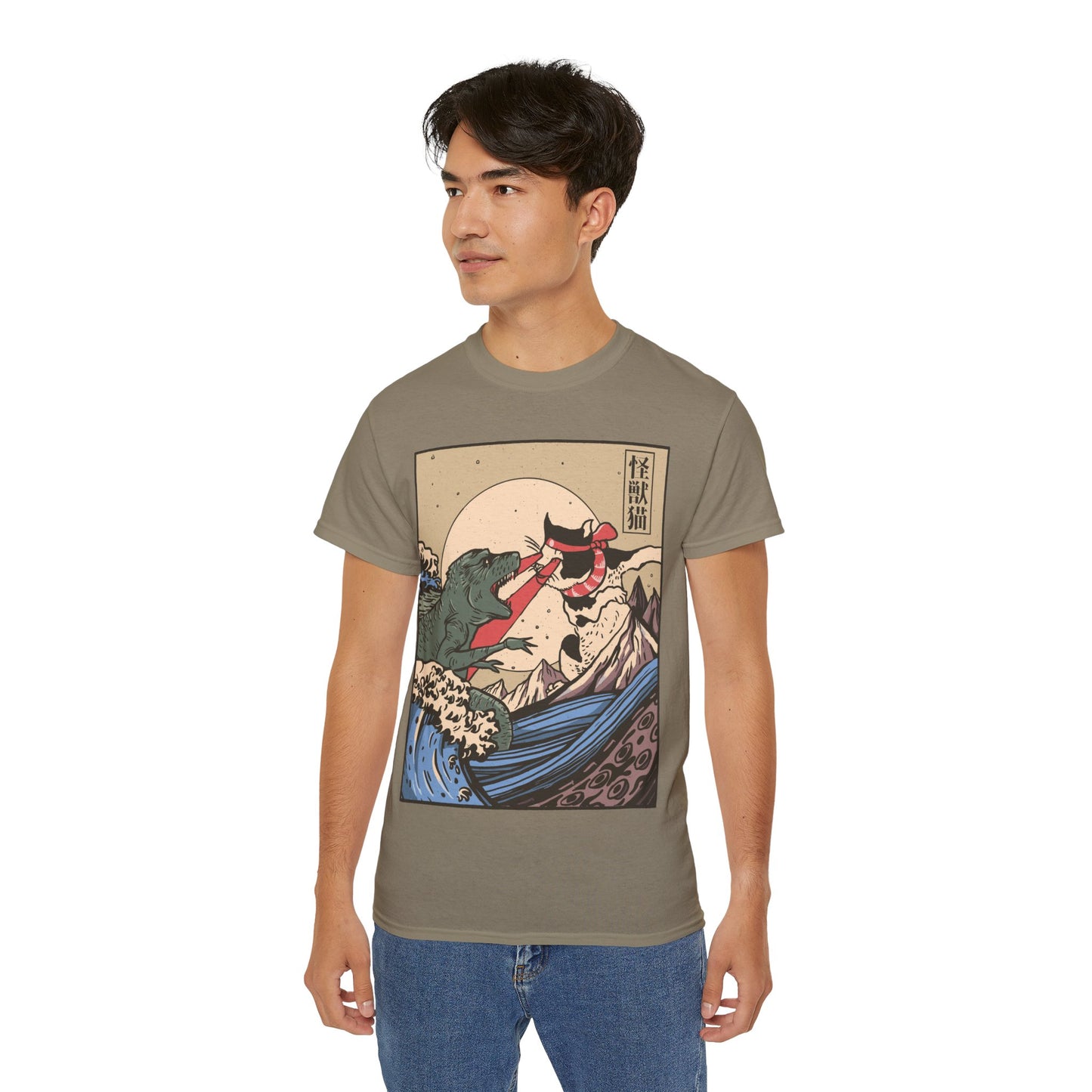 Mens Vintage Cat Vs Godzilla Tee