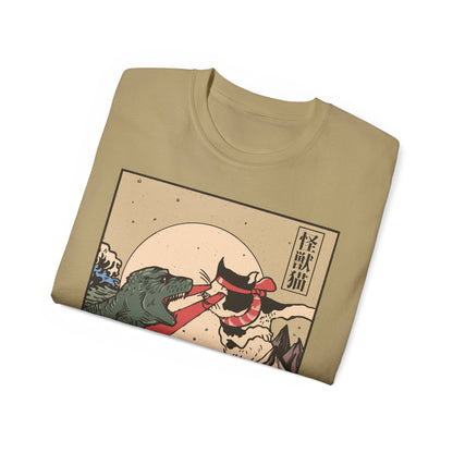 Womens Vintage Cat Vs Godzilla Tee