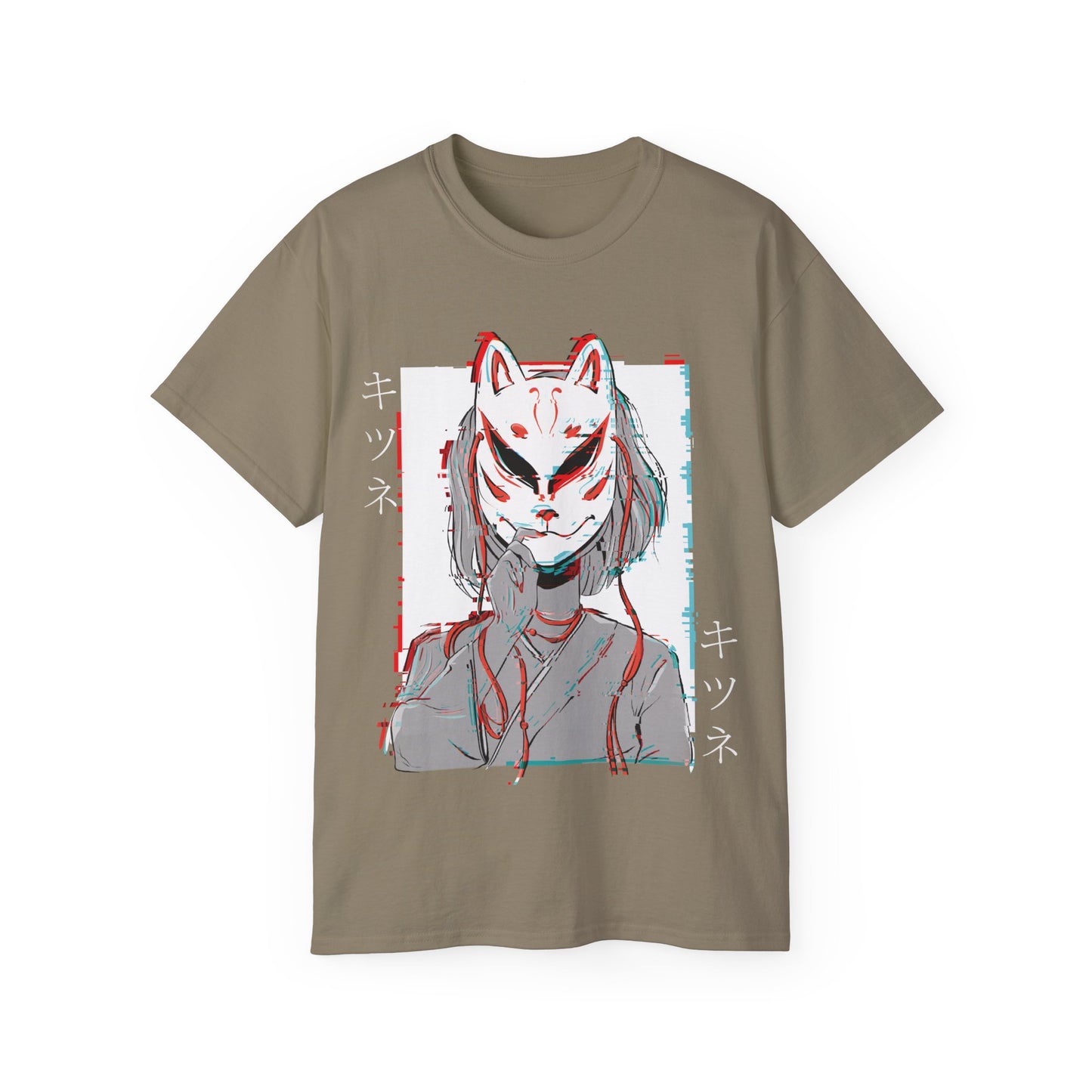 Womens Kitsune Mask Glitch T-Shirt