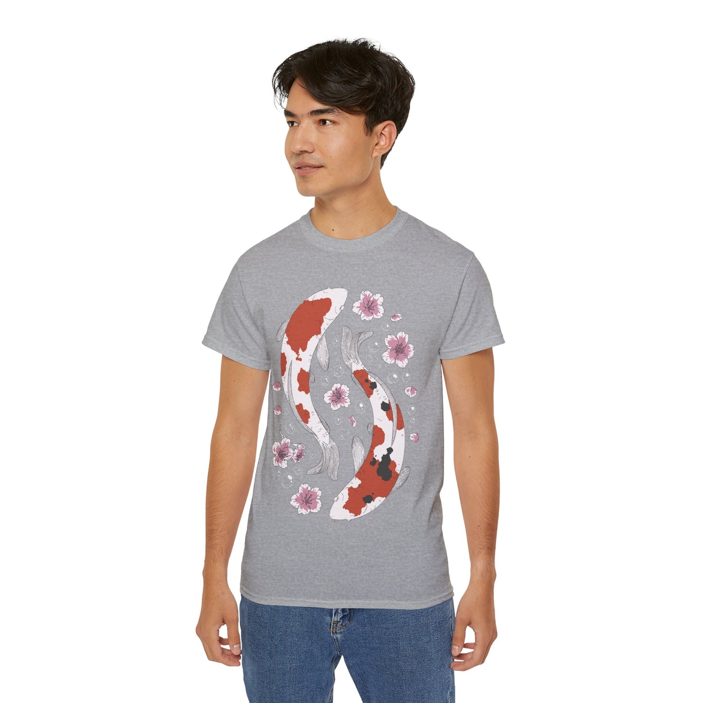 Mens Koi Fish & Flowers Tee