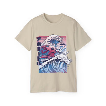 Womens Vaporwave Surfing Axolotl T-Shirt