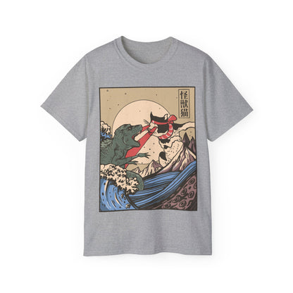 Mens Vintage Cat Vs Godzilla Tee