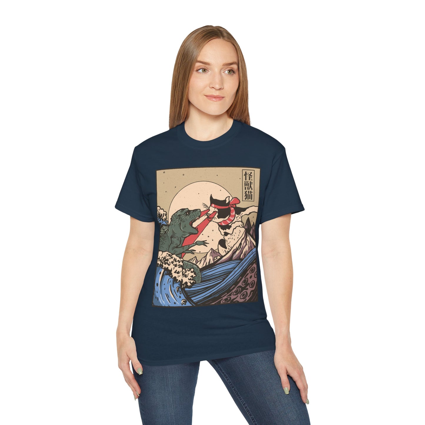 Mens Vintage Cat Vs Godzilla Tee