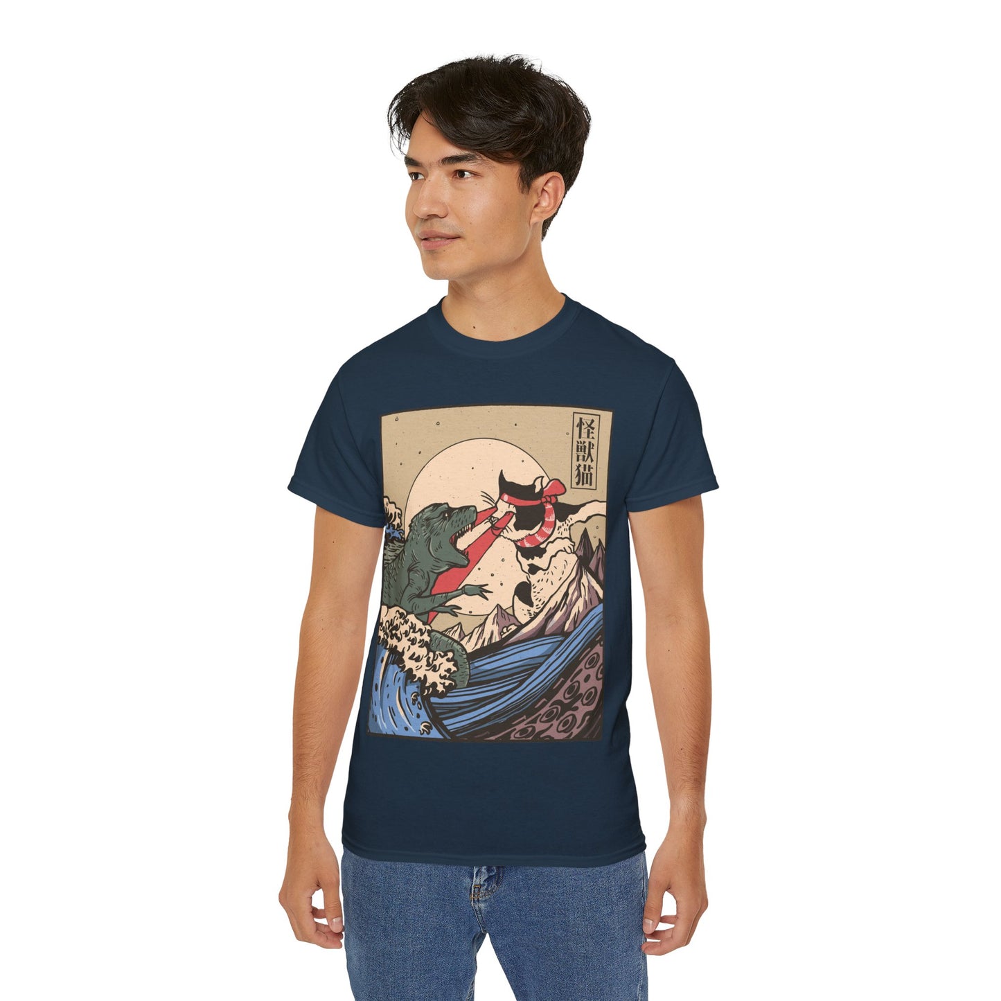 Mens Vintage Cat Vs Godzilla Tee