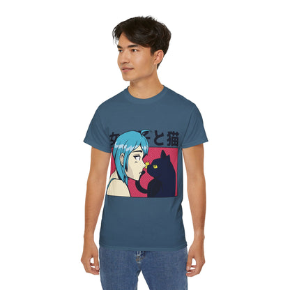 Mens Anime Girl Cat Tee