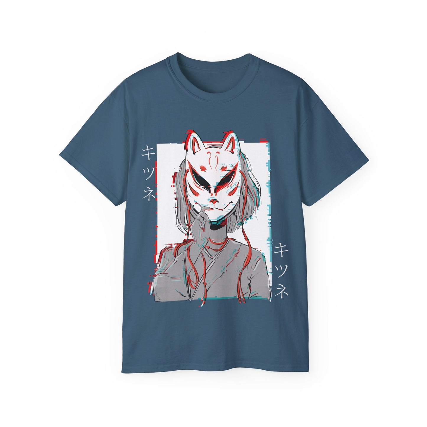 Womens Kitsune Mask Glitch T-Shirt