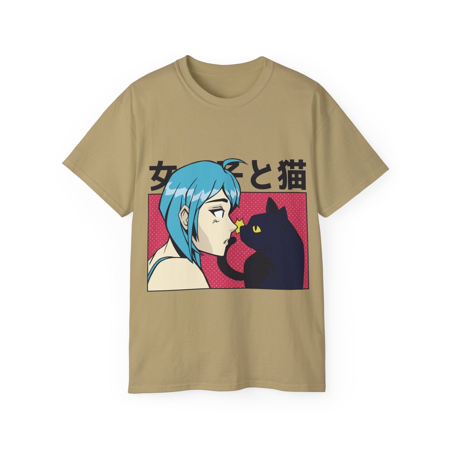 Mens Anime Girl Cat Tee