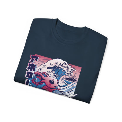 Womens Vaporwave Surfing Axolotl T-Shirt