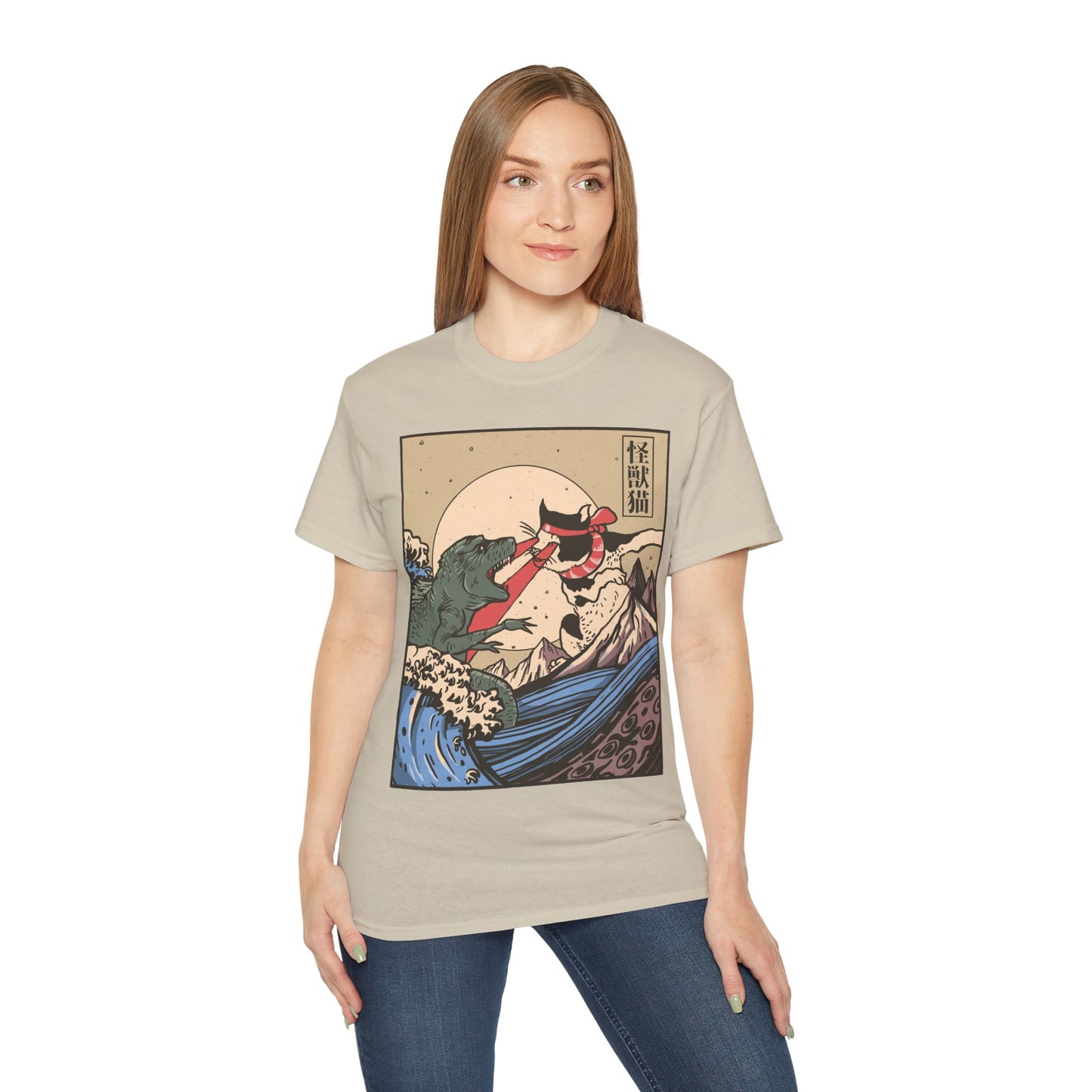 Mens Vintage Cat Vs Godzilla Tee