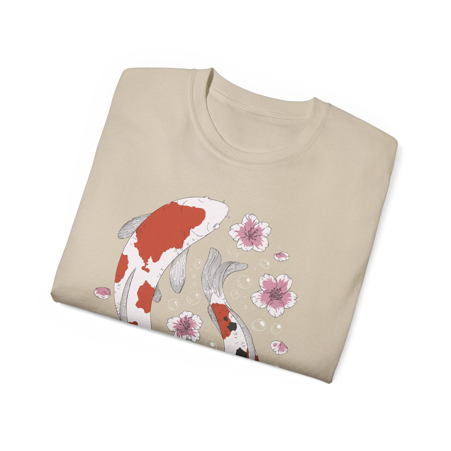 Womens Koi Fish & Flowers Tee