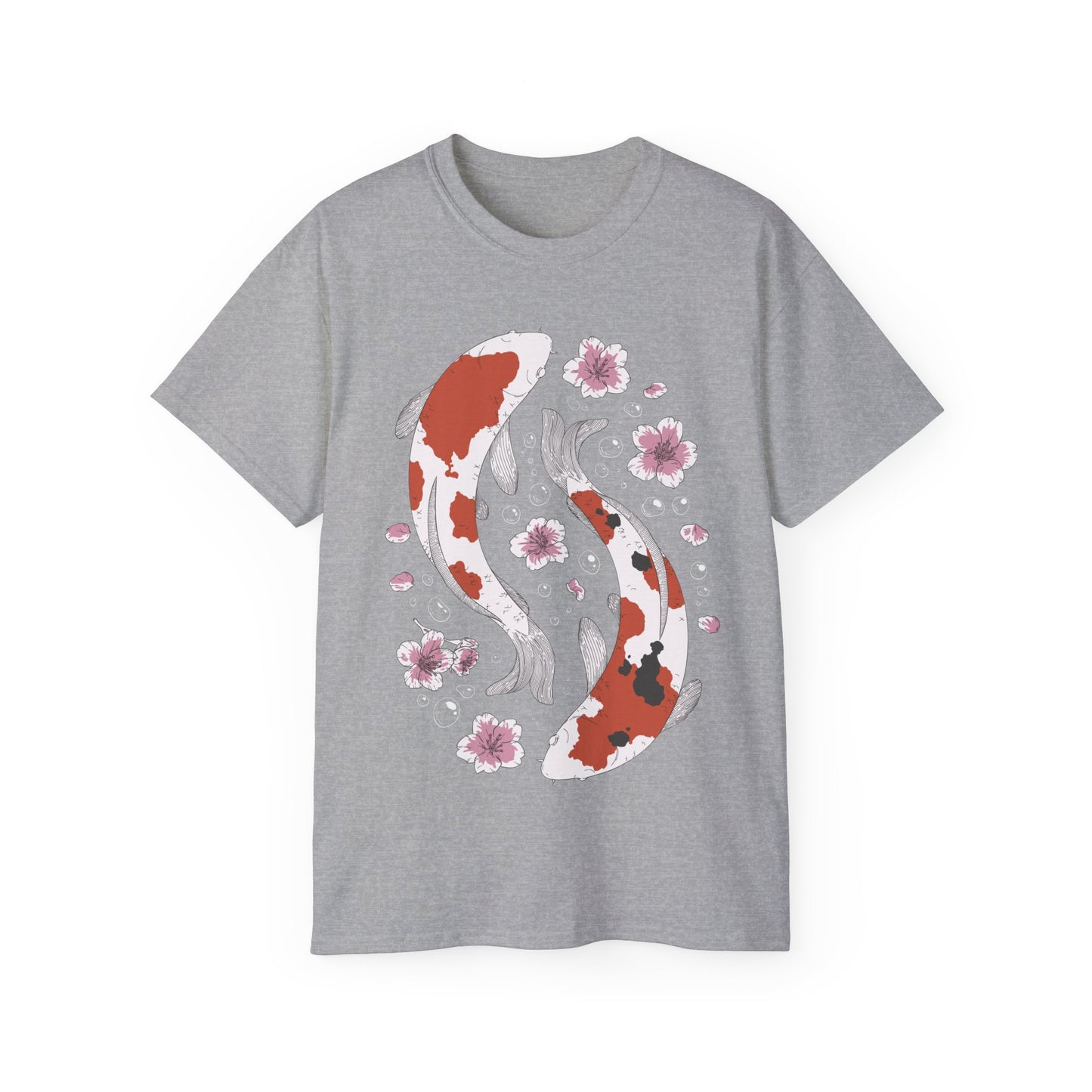 Womens Koi Fish & Flowers Tee