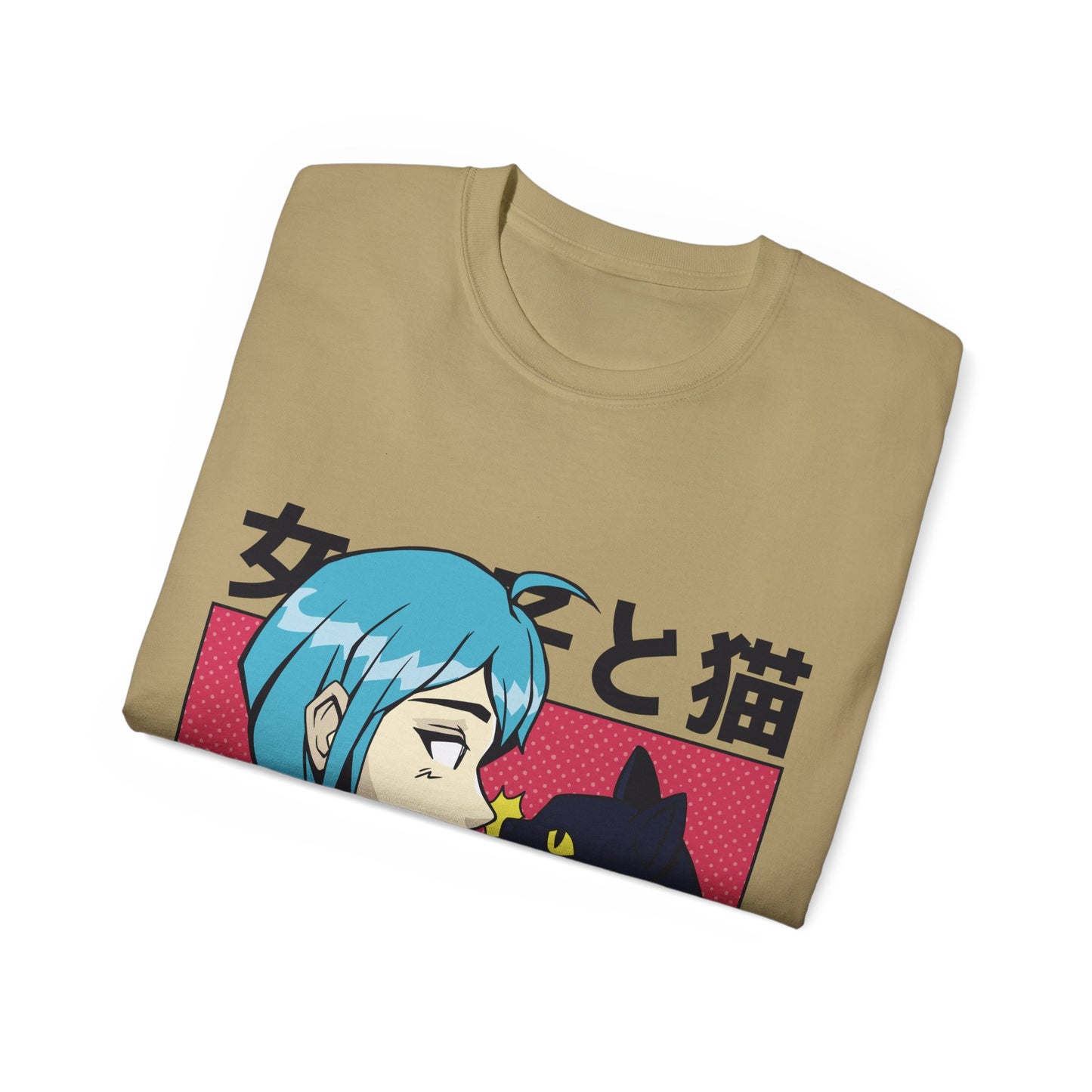 Mens Anime Girl Cat Tee