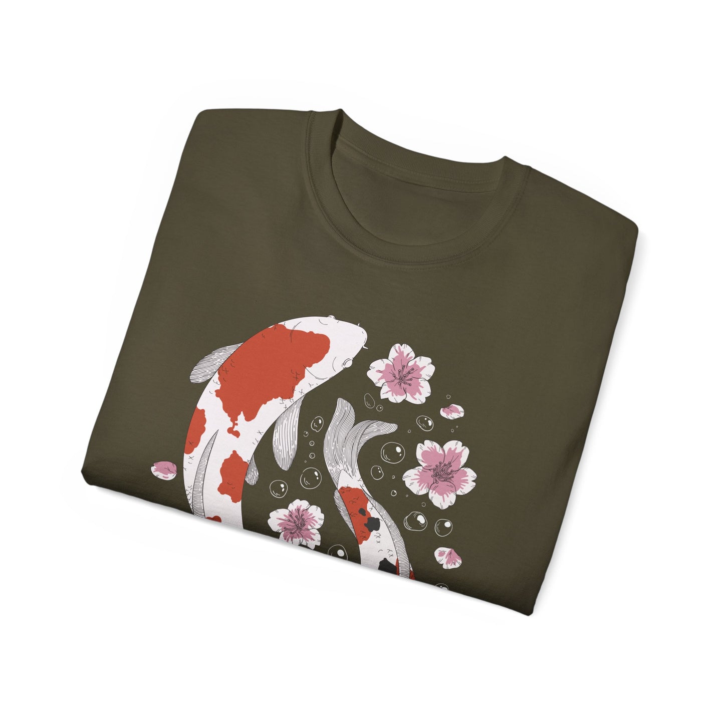 Womens Koi Fish & Flowers Tee