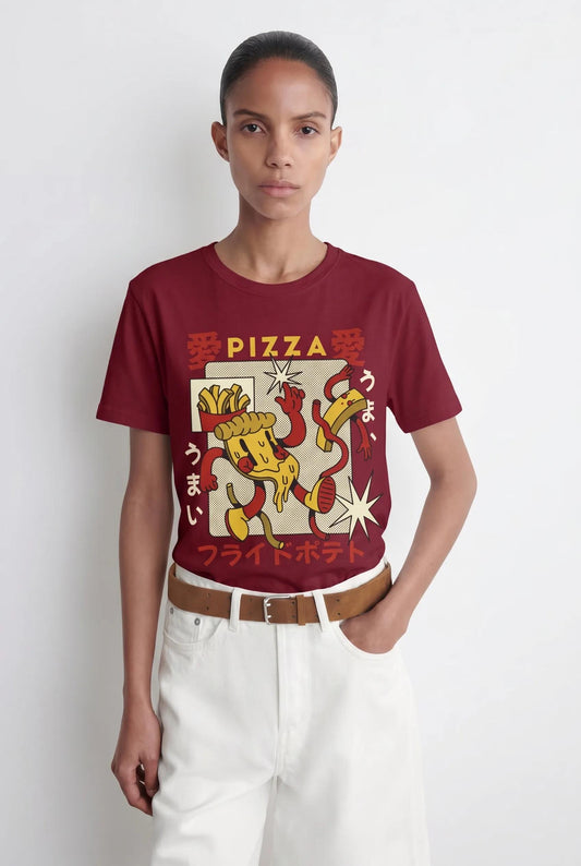 Womens Cartoon Pizza Tee