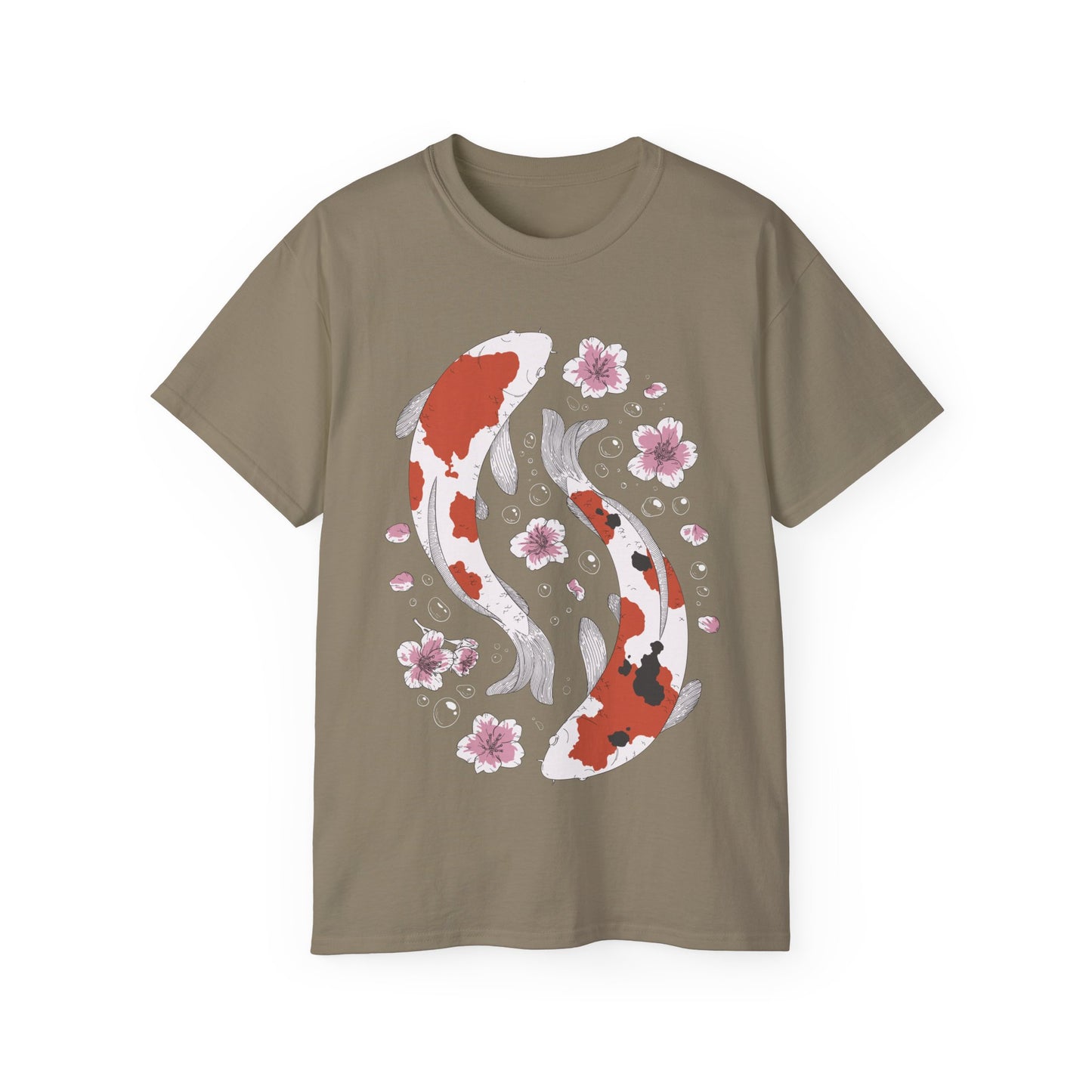 Womens Koi Fish & Flowers Tee