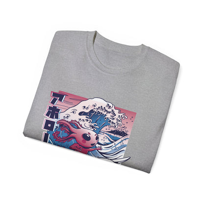 Womens Vaporwave Surfing Axolotl T-Shirt